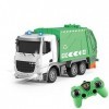 UJIKHSD 1/24 6CH Télécommande Camion À Ordures Électrique Recyclage Jouet Ensemble avec Poubelle Vraies Lumières Rechargeable