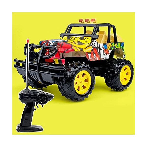 SCOOVY 1/14 Voiture télécommandée Hors Route, Graffiti résistant aux Chutes Rock Crawler RC Truck Outdoor Toys avec lumières 