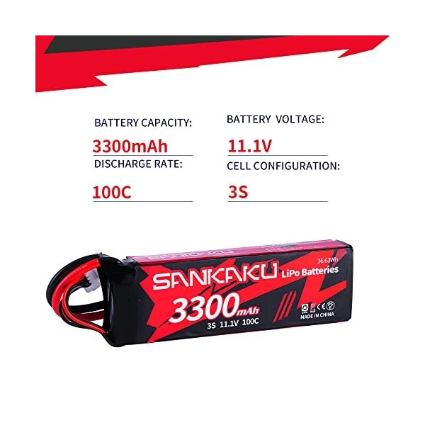 SANKAKU 3300mAh 100C Lipo Batterie 3S 11,1V Connecteur XT60 pour RC Buggy Véhicules Voiture Camion Réservoir Bateau RC Hobby 