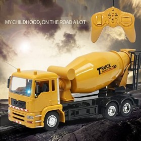 DXDUS Camion Toupie à Béton Jouet Enfant avec télécommande, Camion Betonniere Véhicule de Chantier avec Sons et Lumière, Noel