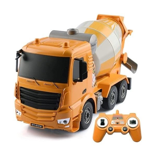 BTSOAR RC Cars Béton Bétonnière Camion 2.4Ghz Charge Électrique Jouet Télécommande Bétonnière Camion Auto Dumping Constructio