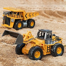 YUMOYA Camions télécommandés à 11 canaux Camion de déchargement en Alliage 1/14 2.4Ghz Alliage Mine Rc Véhicules de Construct