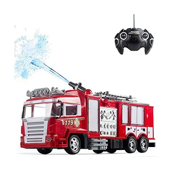 MADBLR7 4 canaux 2.4G Simulation de voiture radiocommandée Camion de pompiers télécommandé avec fonction de pulvérisation Mod