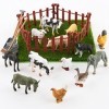 COLOFALLA 28PCS Figurines Animaux et Accessoire de Ferme Miniature Bricolage Jardin Ornements Animaux Décoration Cadeau Enfan