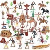 Wild West Cowboys et Indiens - Lot de 77 jouets éducatifs - Seau dIndiens amérindiens - Figurines daction et accessoires po