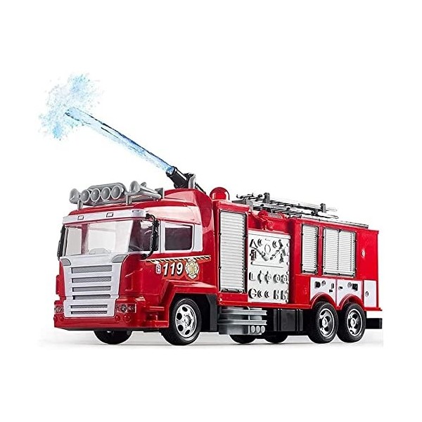 UimimiU Jouet deau de pulvérisation de camion de pompiers de sauvetage télécommandé, jouets de pré-maternelle de voiture RC,