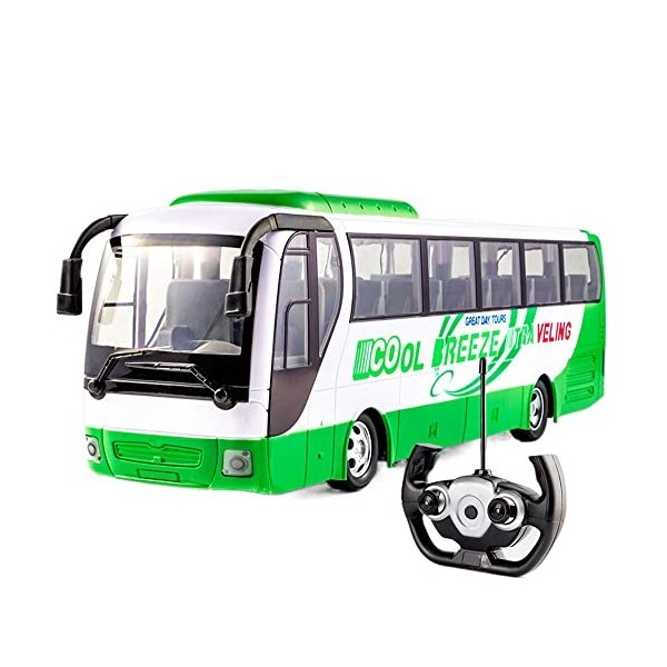 SZITW Jouets de bus télécommandés de 15,8 pouces, modèle de bus de voiture RC pour enfants, véhicules de bus de ville, bus de