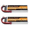 2 Packs 11.1v Lipo Batterie 5200mAh, 3S Lipo Batterie 50C avec Prise Deans T pour Voiture/Camion, Bateau, Drone, Buggy, trugg