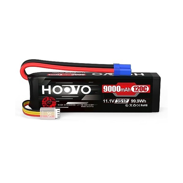 HOOVO 3S Batterie Lipo 11,1V 9000mAh 120C SoftCase Lipo Batterie avec Prise EC5 Batterie RC pour Voiture RC Camion hélicoptèr