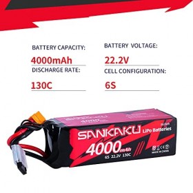 SANKAKU 130C 6S Lipo Batterie 22,2V 4000mAh Connecteur XT60 pour RC Buggy Véhicules Voiture Camion Réservoir Bateau Hobby