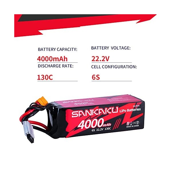 SANKAKU 130C 6S Lipo Batterie 22,2V 4000mAh Connecteur XT60 pour RC Buggy Véhicules Voiture Camion Réservoir Bateau Hobby