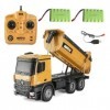 MODELTRONIC Camion Dumper Professionnel radiocommandé HUINA 1573 2.4G 1:14 échelle avec 2 Batteries lumières LED et Sons/Cami