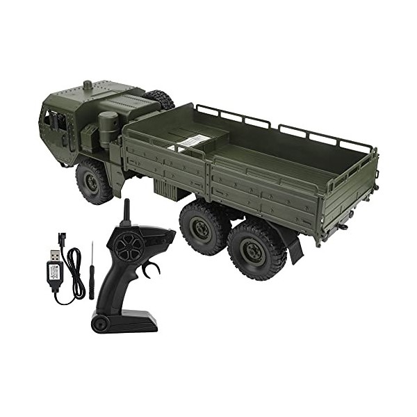 SUNGOOYUE Q75 2.4Ghz RC Véhicules Militaires Jouet, Plastique Six Roues Motrices Camion 1:16 Amortissant Télécommande Enfants