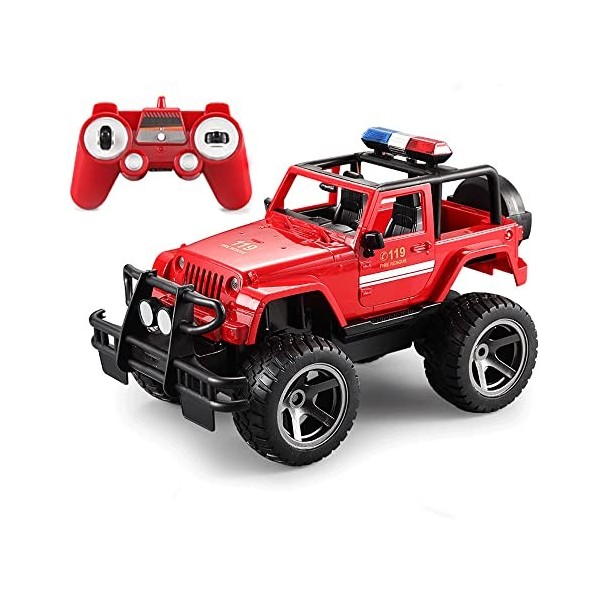 Police pour enfants Fire Rescue RC voiture tout-terrain 4 roues motrices amortisseur escalade 2.4G télécommande Buggy désert 