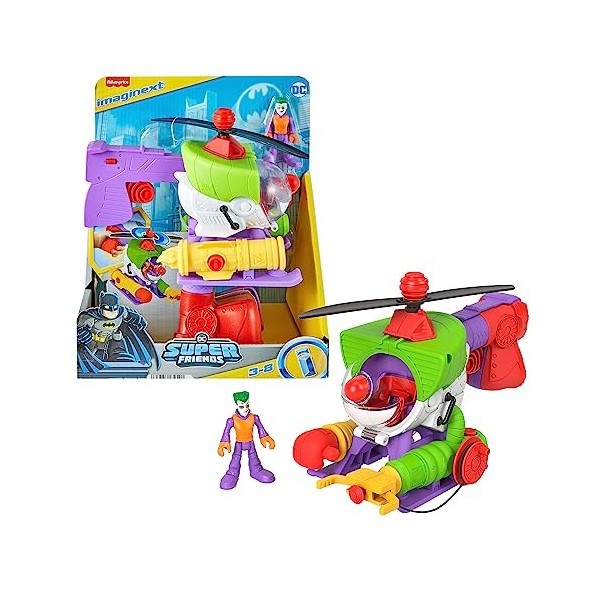 Fisher-Price Imaginext DC Super Friends Le Joker Robocoptère 25 Cm , Hélicoptère Robot 2 en 1 avec Figurine Le Joker, DC Sup