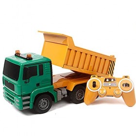 QiKun-Home Grue de camion télécommandée 1:24 jouet rechargeable à  télécommande pour enfant Jaune