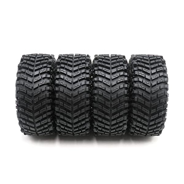 HOBBYSOUL Lot de 4 pneus RC 2.2 tout terrain souples super adhérents à crampons Baja 127 mm et jantes en aluminium 2.2 Beadlo