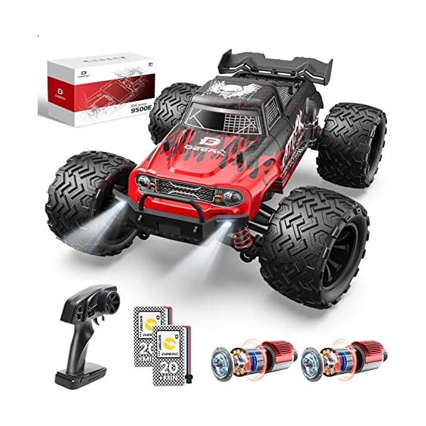 DEERC 9500E Voiture RC, Voiture RC Tout-Terrain 1:16, Voiture RC 4×4 à Grande Vitesse 35 km/h avec 2 Batteries, Camion Tout-T