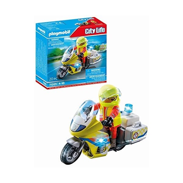 Playmobil 71205 Urgentiste avec Moto et Effet Lumineux