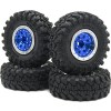 HOBBYSOUL Roues et pneus Beadlock RC 1.0 réglables décalés, pneus et roues SCX24 bleu argenté pour 1:24 RC Crawler Axial SCX2