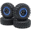 HOBBYSOUL Roues et pneus Beadlock RC 1.0 réglables décalés, pneus et roues SCX24 bleu argenté pour 1:24 RC Crawler Axial SCX2