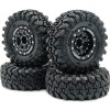 HOBBYSOUL Roues et pneus Beadlock RC 1.0 réglables décalés, pneus et roues SCX24 bleu argenté pour 1:24 RC Crawler Axial SCX2