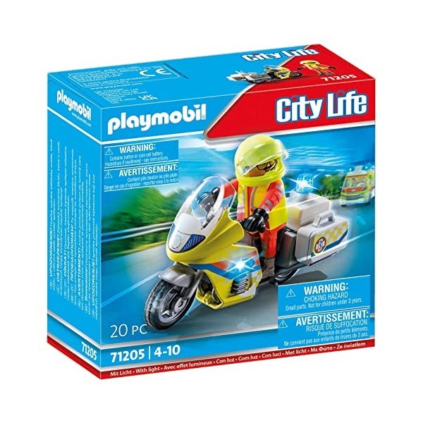 Playmobil 71205 Urgentiste avec Moto et Effet Lumineux