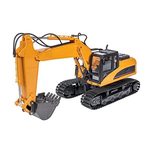 Carson Carson-500907332 1:16 excavateur sur chenilles 15 canaux 2.4G RTR, véhicule de Construction avec Fonctions Lumineuses 