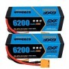 DXF Lipo 4S Batterie XT90 14.8V 80C 6200mAh Batterie Rigide avec Prise XT90 pour véhicules RC 1/8 et 1/10 Voiture RC Buggy Tr