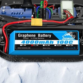 Yowoo 2 Pack 3S lipo 4000mAh 3S1P 100C Graphène Batteries lipo avec connecteur XT60 pour RC Evader BX Voiture RC Camion RC Tr