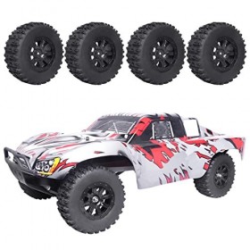 Lot de 4 pneus de camion télécommandés à léchelle 1/10, haute performance pré-collés et pneus hexagonaux de 12 mm avec inser