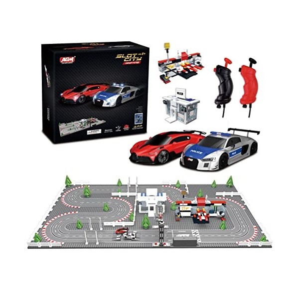 AGM MASTECH Mini Deluxe Block Building N Slot Car Race Set GD-11 à léchelle 1:87