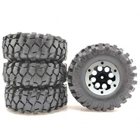 LAFEINA Ensemble de pneus Crawler RC et roues Beadlock pour voiture 1/10 RC Crawler AXIAL SCX10 Tamiya CC01 D90 argent 96 m