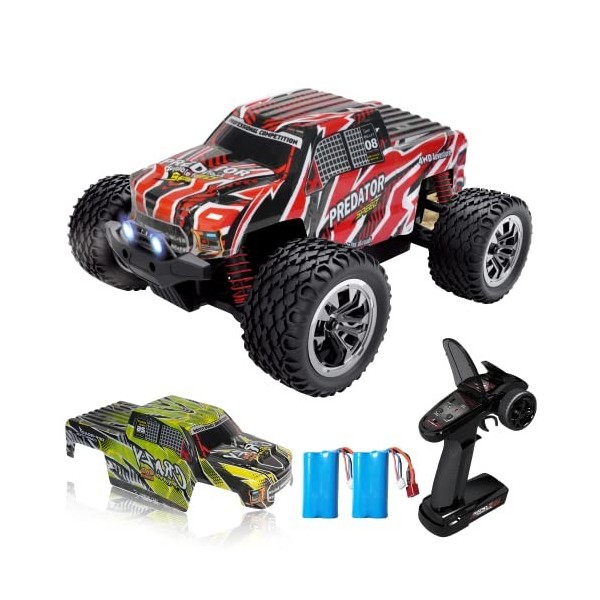 Haute Vitesse Voiture Télécommandée 4x4 1/16, Voiture RC Drift 40km/h, Véhicule tout-terrain 2,4 GHz avec 2 Batteries Recharg