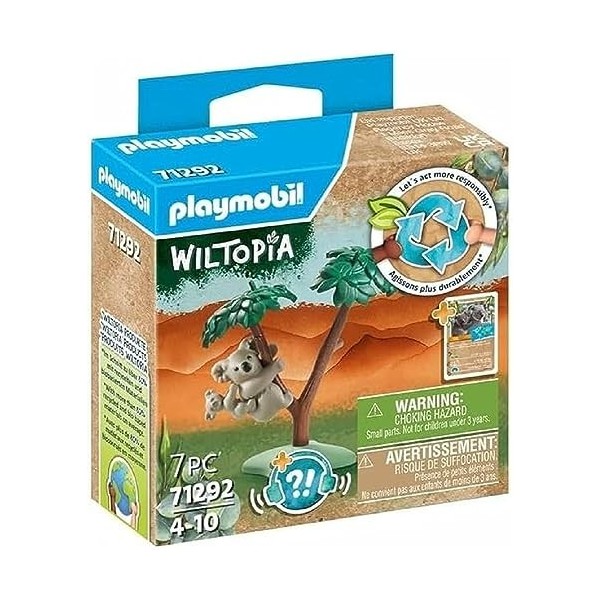 Playmobil 71292 Koala et bébé- - Wiltopia - 80% de Matériaux recyclés ou biosourcés en Moyenne Jouet éducatif