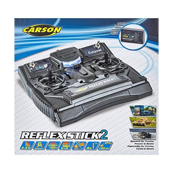 Carson 500501006 FS Reflex Stick II 2,4 GHz-Système 6 canaux, télécommande avec récepteur pour modèles réduits de véhicules t