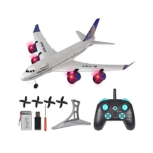 HEBXMF RC Plane Toy 747 Modèle RC Avion de Ligne Quatre Moteurs Avion RC 2.4G EPP Télécommande Avion Résistant aux Chutes Avi