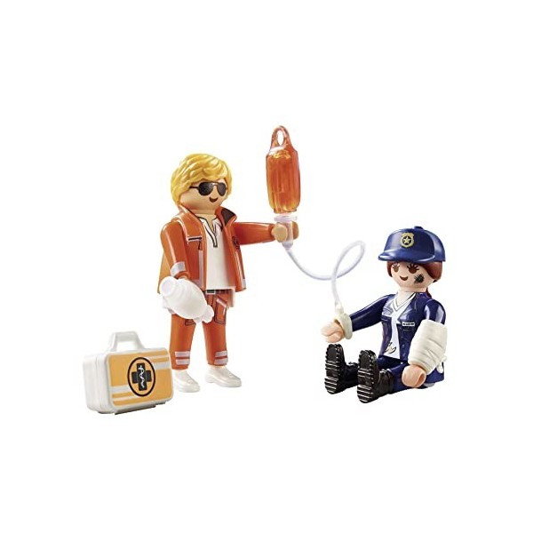 Playmobil 70823 Duo Secouriste et policière - City Action- LHôpital- Deux Personnages Petit Prix