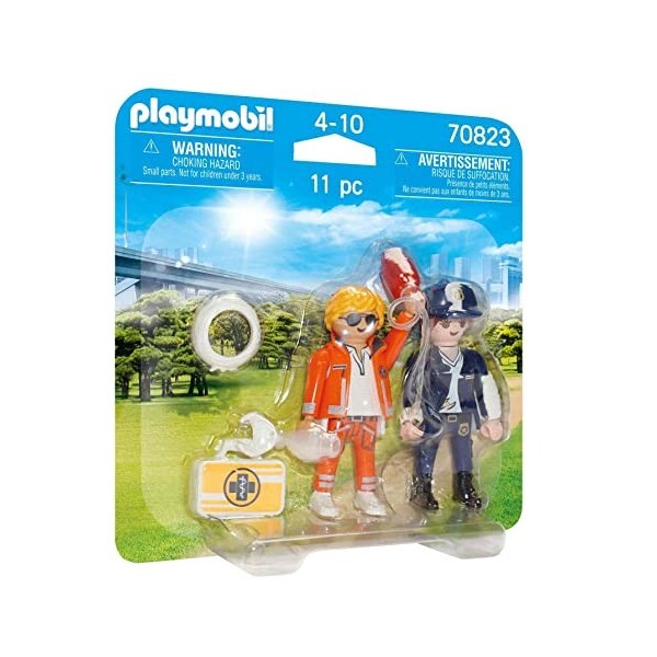 Playmobil 70823 Duo Secouriste et policière - City Action- LHôpital- Deux Personnages Petit Prix