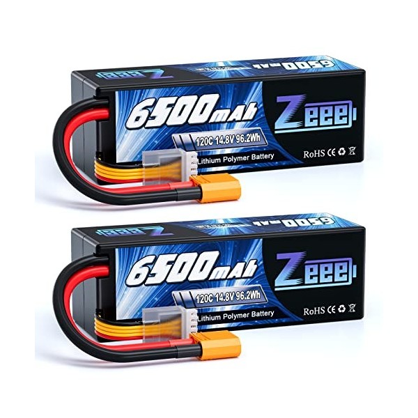 Zeee 4S Lipo Batterie 14,8V 120C 6500 mAh avec Prise XT90 RC Batterie Hardcase pour RC Voiture Camion réservoir Buggy Truggy 