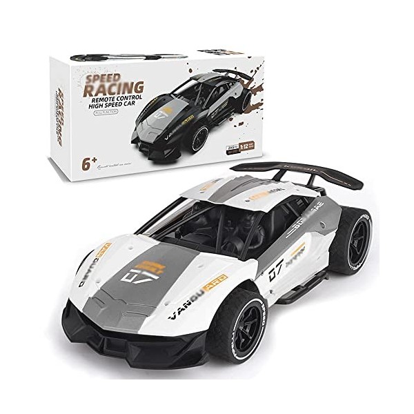 Grande Voiture RC extrêmement Rapide, Rapport 1/12, pneus en Caoutchouc 2,4 GHz, véhicule RC Tout Terrain, 4 canaux, 2 Roues 