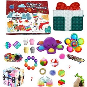 BRAINYTOYS Fidget Calendrier de LAvent 2022 Jouets Set, Pâques Pop It Fidget Toys Set, 24 Pcs Comport À Rebours de Noël, Dic