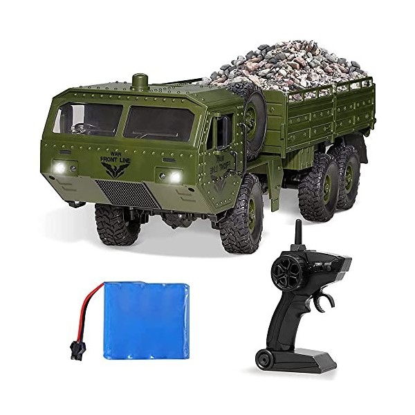 Camion Militaire RC, Voitures Militaires télécommandées Tout-Terrain 6WD, 2,4 GHz 6WD échelle 1:16, véhicule électrique de Tr