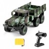 SUBECO Camion Militaire RC Couleur Camouflage, Voiture Télécommandée Tout-Terrain 2,4 Ghz 4WD Véhicule Jouet À Léchelle 1:16