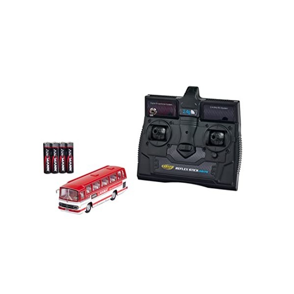 Carson 500504144 1:87 MB Bus O 302 2.4GHz 100% RTR Rouge-Modèle prémonté, radiocommande 2,4 GHz avec Port de Charge, 4 Piles 