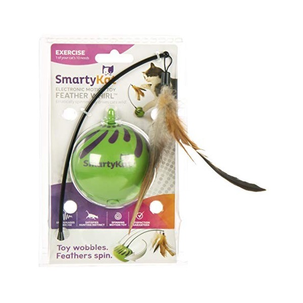 SmartyKat Feather Whirl Jouet pour Chat électronique Motion Ball