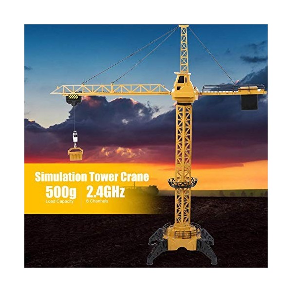 Dilwe 2.4GHz RC Grue, Véhicule dingénierie 6 canaux Grue de Simulation de 680° Rotation Jouet pour Enfants Jaune 