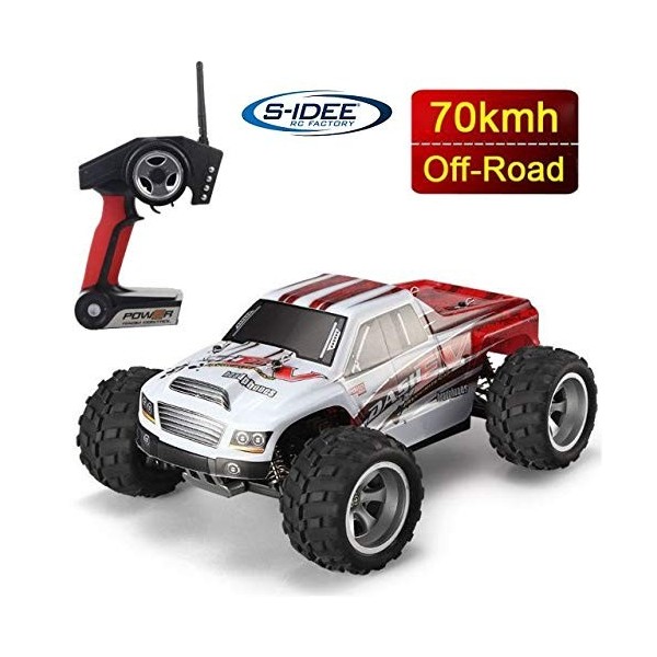 s-idee® 18108 A979-B RC Voiture Buggy Monstertruck 1:18 Camion avec 2,4 GHz 70 km/h Vitesse WL