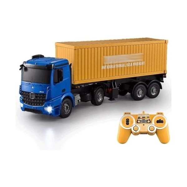 VETCS Jouet de Camion de conteneur électrique RC 2,4 GHz avec Son et lumière LED Véhicule de Transport de Camion de conteneur