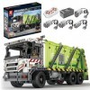 Reobrix 22022 Camion à ordures comprimé pour camion - 1468 pièces MOC - Grand compresseur de déchets télécommandé - Kit avec 